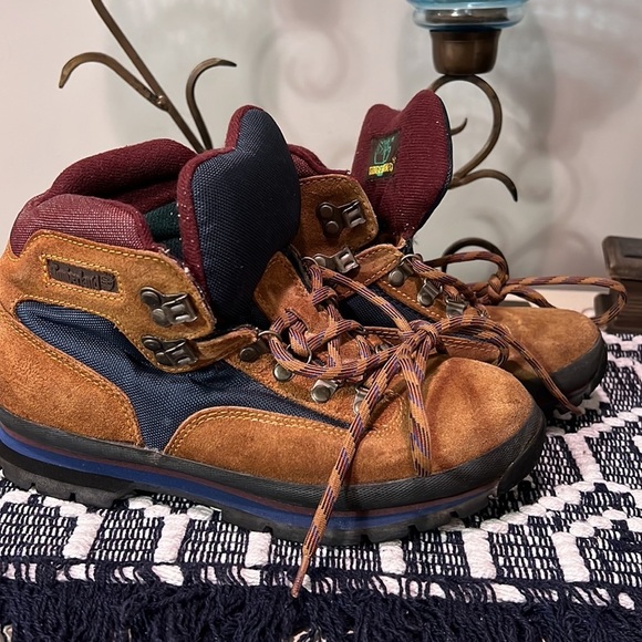 Timberland Mid Lace Up Brown Suede Navy Trim - Picture 4 of 12